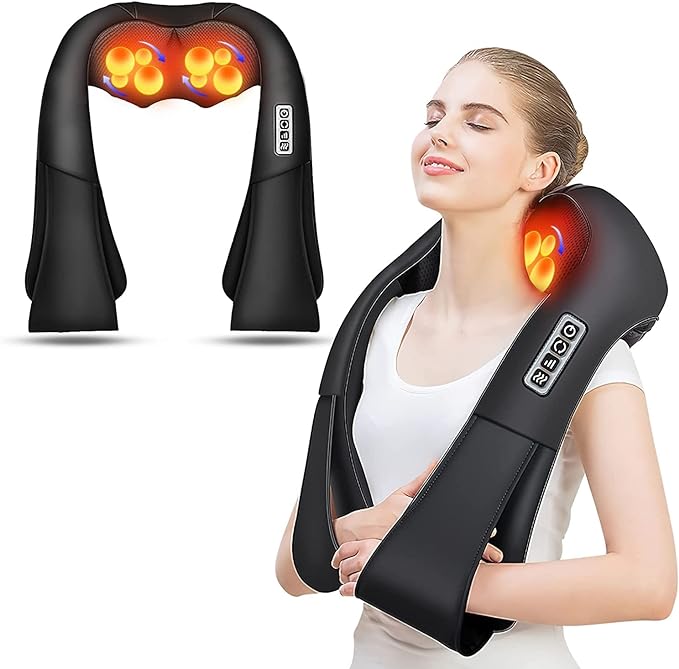 AERLANG Shiatsu Back and Neck Massager, Back Massager Deep Tissue Kneading Massager Neck and Shoulder Massager with Heat, Electric 4D Massage Pillow Fathers Day Dad Gifts from Daughter