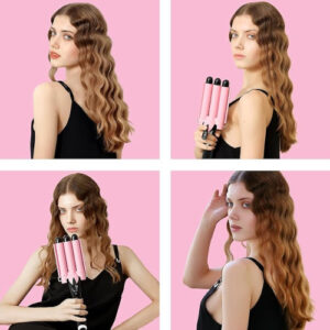 3 Barrel Curling Iron Hair Crimper – Aleath Ceramic Hair Waver with Adjustable Temperature & Dual Voltage for Effortless Beach Waves