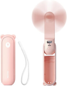 JISULIFE Handheld Mini Fan – 3-in-1 USB Rechargeable Portable Fan with Power Bank & Flashlight | 12-19H Battery, Pocket-Sized Cooling for Travel, Concerts & Summer (Pink)