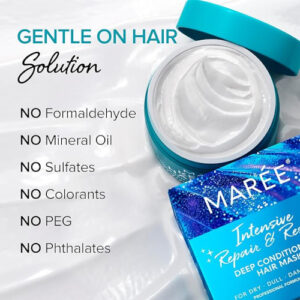 MAREE Hair Mask for Damaged Hair – Deep Conditioning Keratin Treatment for Dry, Frizzy, and Overprocessed Hair – Hydrating & Repairing Mascarilla Para el Cabello