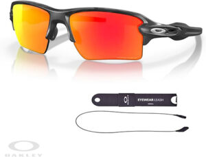 Oakley Flak 2.0 XL OO9188 Men’s Sunglasses – Matte Black Prizm Lens + BUNDLE Leash & iWear Care Kit – Sport Performance Eyewear