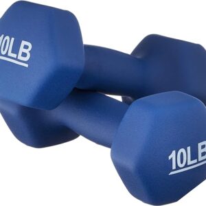 Amazon Basics Neoprene Dumbbell Hand Weights – Non-Slip Free Weights for Home Workouts, Strength Training, and Aerobics (Pair)