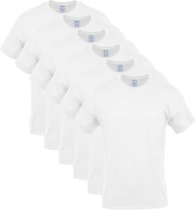 Gildan Platinum Men’s Crew T-Shirts – Soft Cotton Tag-Free Undershirts, Moisture-Wicking, Stay-White, Multipack Basics for Everyday Comfort