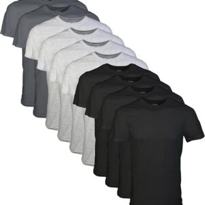 Gildan Platinum Men’s Crew T-Shirts – Soft Cotton Tag-Free Undershirts, Moisture-Wicking, Stay-White, Multipack Basics for Everyday Comfort
