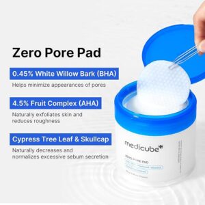 Medicube Zero Pore Pads 2.0 – Exfoliating Toner Pads with AHA & BHA for Pore Care, Smoother Skin & Oil Control – Korean Skincare, 70 Dual-Textured Pads