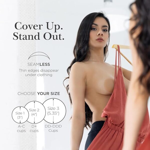 Nippies Reusable Silicone Nipple Covers for Women – Invisible Adhesive Pasties with Travel Case, Seamless Coverage for All Skin Tones - Image 3